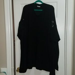 Black Knit Poncho